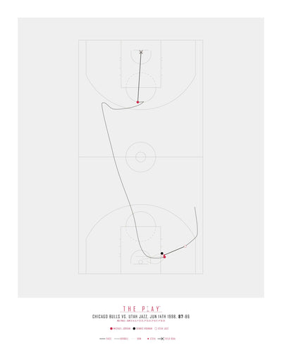 MICHAEL JORDAN, 1998-Basket-Chicago Bulls-40x50-Oak Nature-THE PLAY®