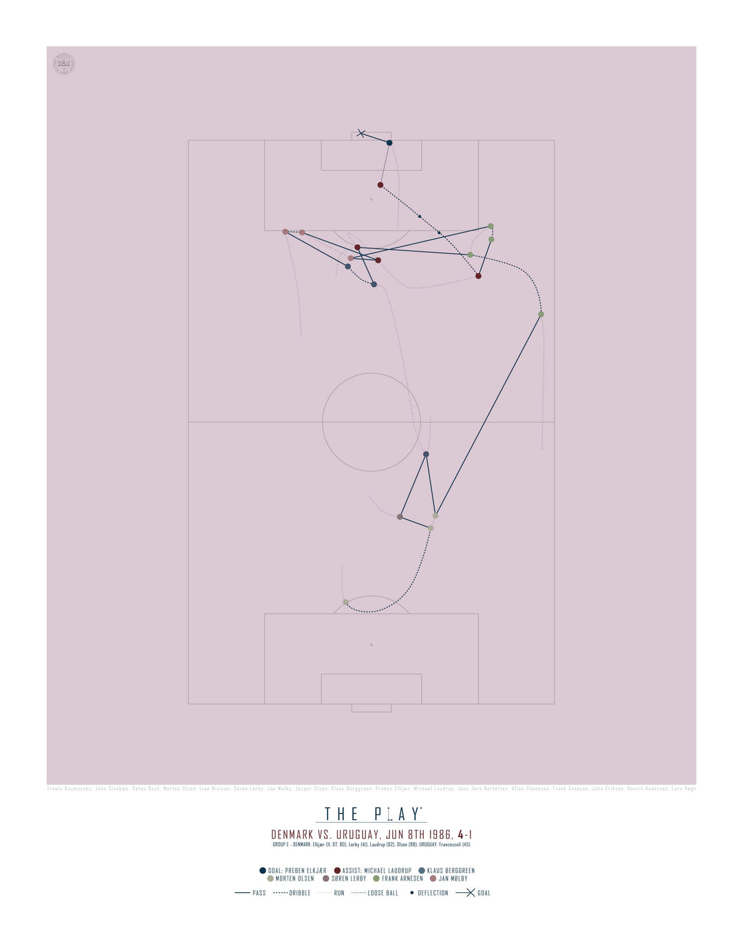 PREBEN ELKJÆR, 1986-Fodbold-Danmark-40x50-Oak Nature-THE PLAY®