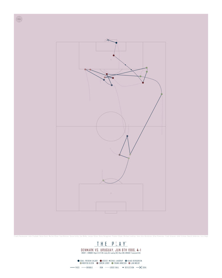PREBEN ELKJÆR, 1986-Fodbold-Danmark-40x50-Oak Nature-THE PLAY®