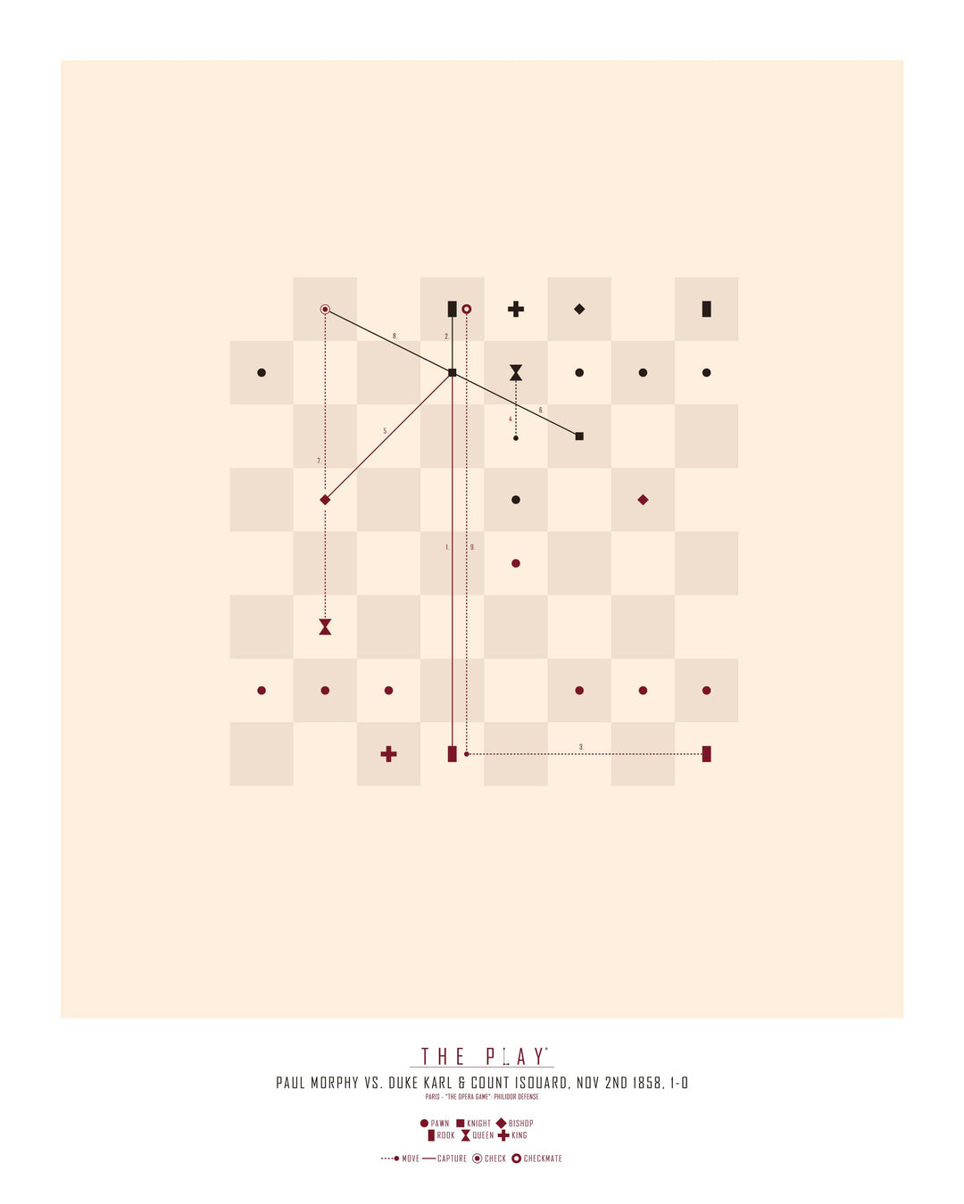 PAUL MORPHY, 1858-Skak-Friendly match-40x50-Oak Nature-THE PLAY®