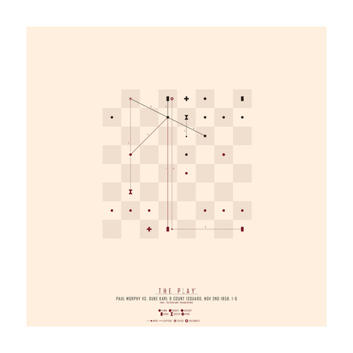 PAUL MORPHY, 1858-Skak-Friendly match-50x50-Oak Nature-THE PLAY®