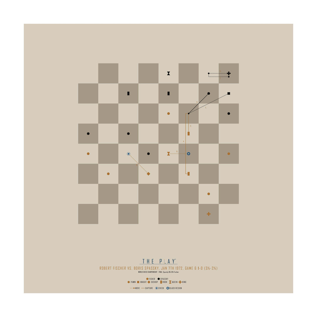 BOBBY FISCHER, 1972-Skak-VM-50x50-Oak Nature-THE PLAY®