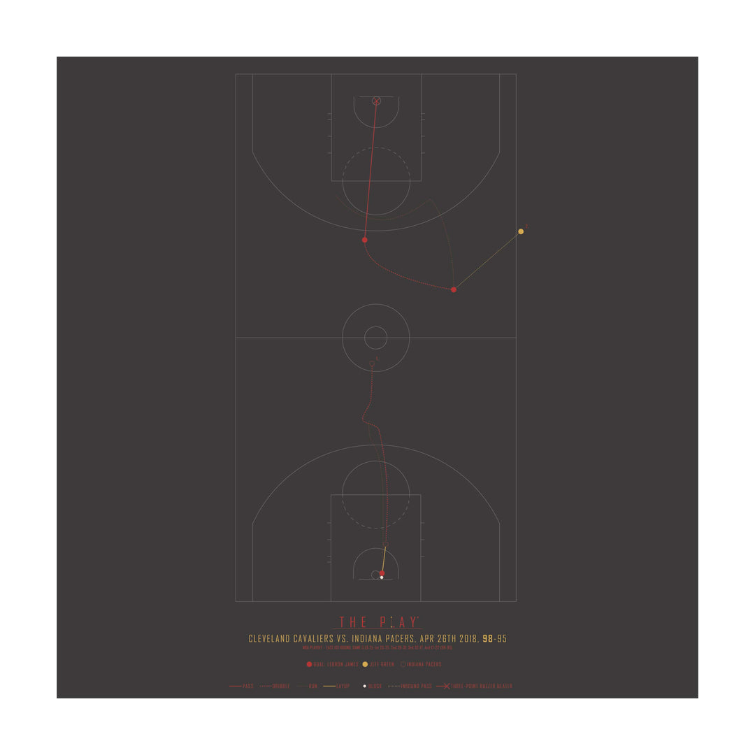 LEBRON JAMES #2, 2018-Basket-Cleveland Cavaliers-50x50-Oak Nature-THE PLAY®