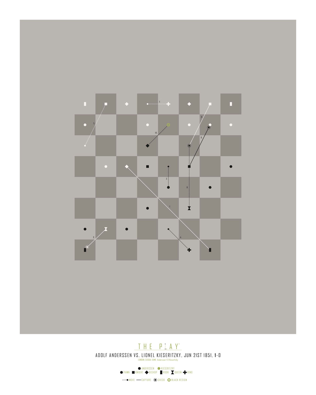 ADOLF ANDERSSEN, 1851-Skak-Friendly match-40x50-Oak Nature-THE PLAY®