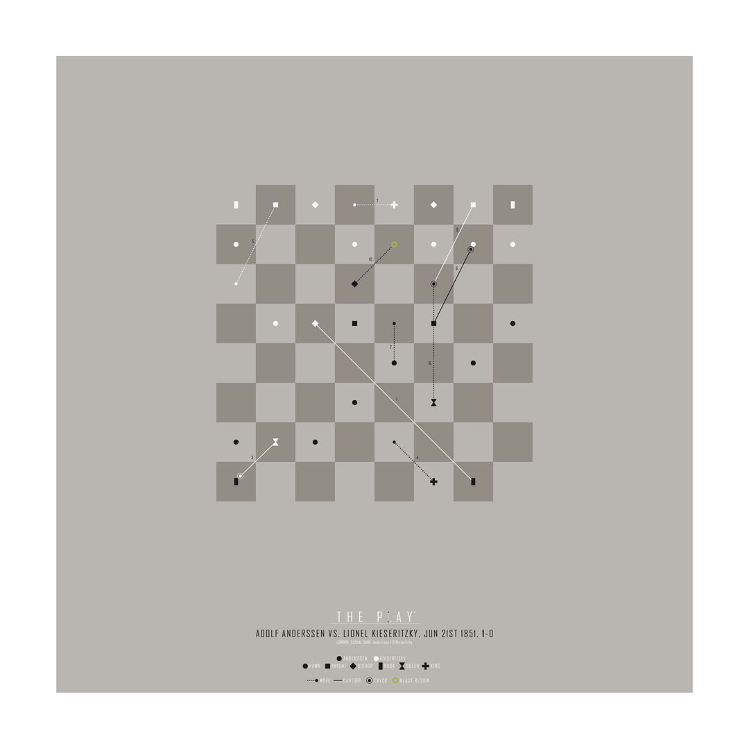 ADOLF ANDERSSEN, 1851-Skak-Friendly match-50x50-Oak Nature-THE PLAY®